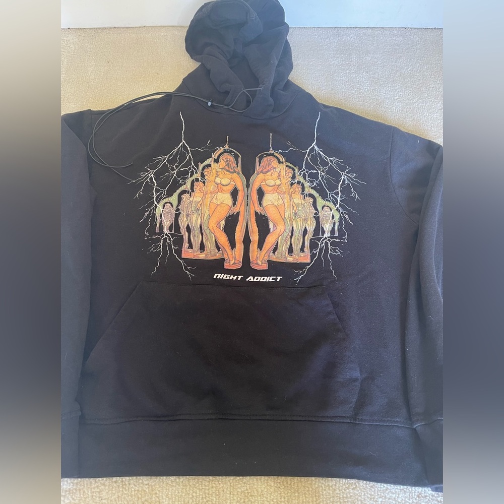 Night Addict Graphic Hoodie Size M